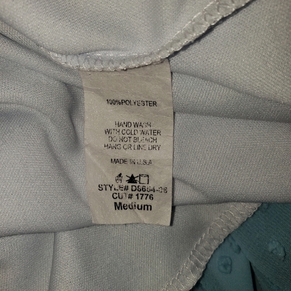 SOLDPeach Love Cream Shift Dress Medium Blue Thin Pastel Long Sleeves Sheer Line - Picture 5 of 5